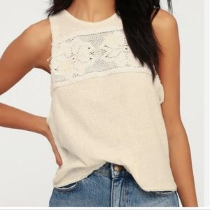 Free People Window Cream Crochet Lace Tank Top XS
